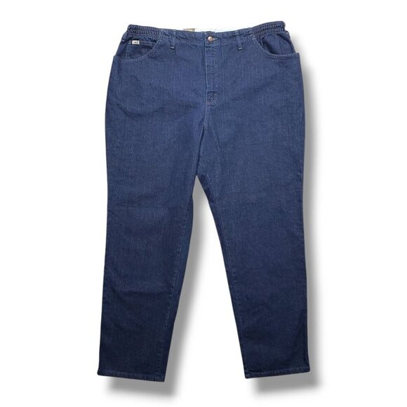 Lee Tapered Leg Jeans Womens Plus 24W Mid Rise Relaxed Fit Dark Wash - Picture 1 of 10